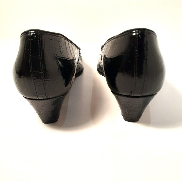 NATURALIZER PATENT BLACK LEATHER Slip on reptile print Sz 7 EUC - Picture 6 of 9